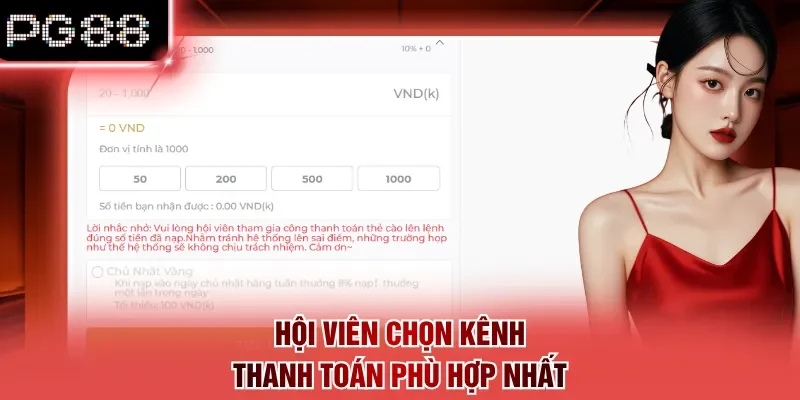Hội viên chọn kênh thanh toán phù hợp nhất